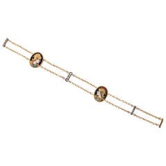 19th Century Enamel Diamond Gold Bracelet 9