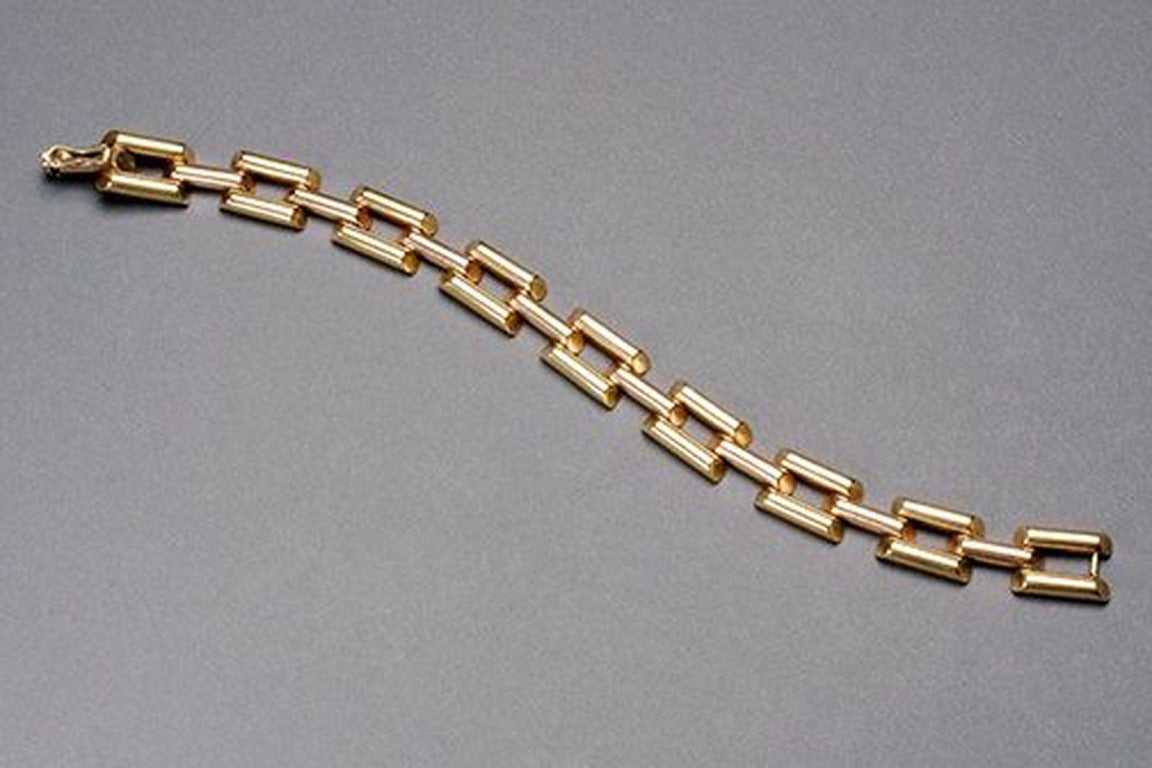 1950s Retro Two Color Gold Link Bracelet 4