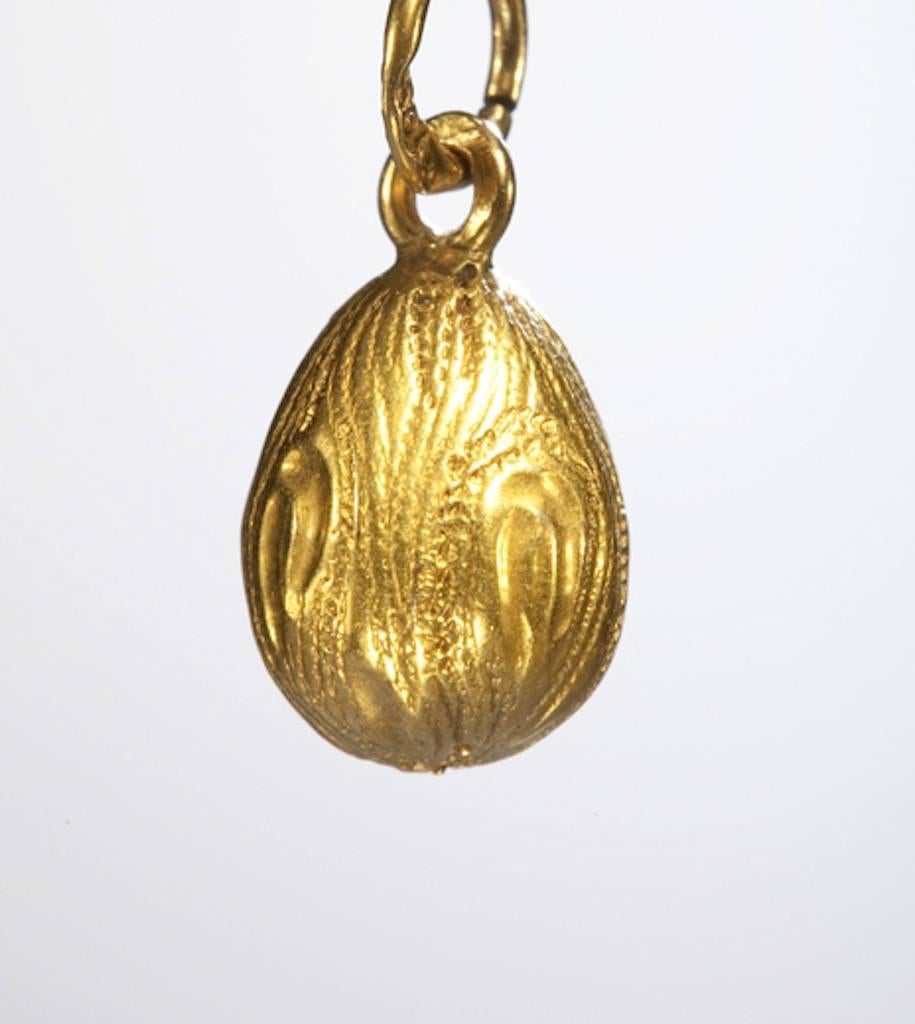 1900s Small Russian Sapphire Gold Easter Egg Pendant 1