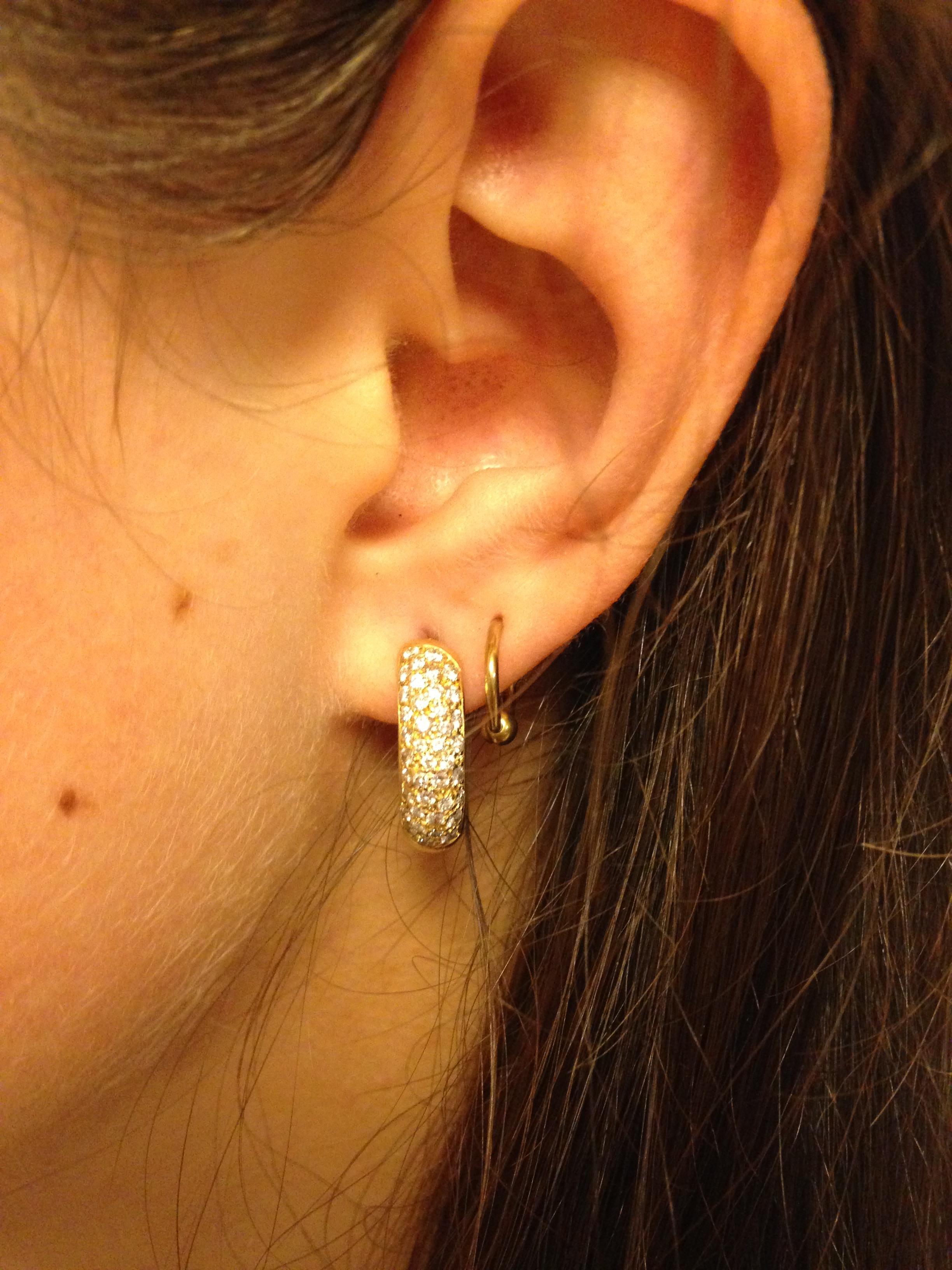 Französische Diamant-Ohrringe aus 18 Karat Gold des 20. Jahrhunderts, Paris im Angebot 1
