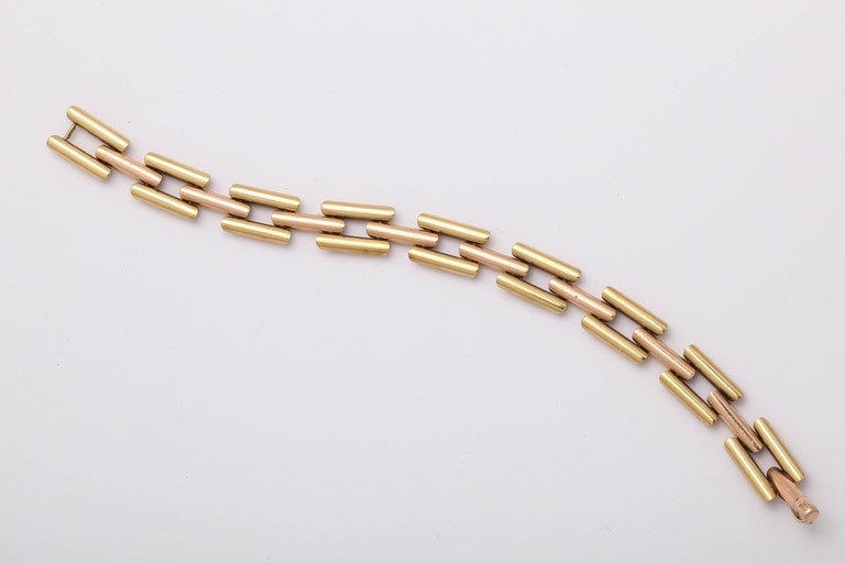 1950s Retro Two Color Gold Link Bracelet 2