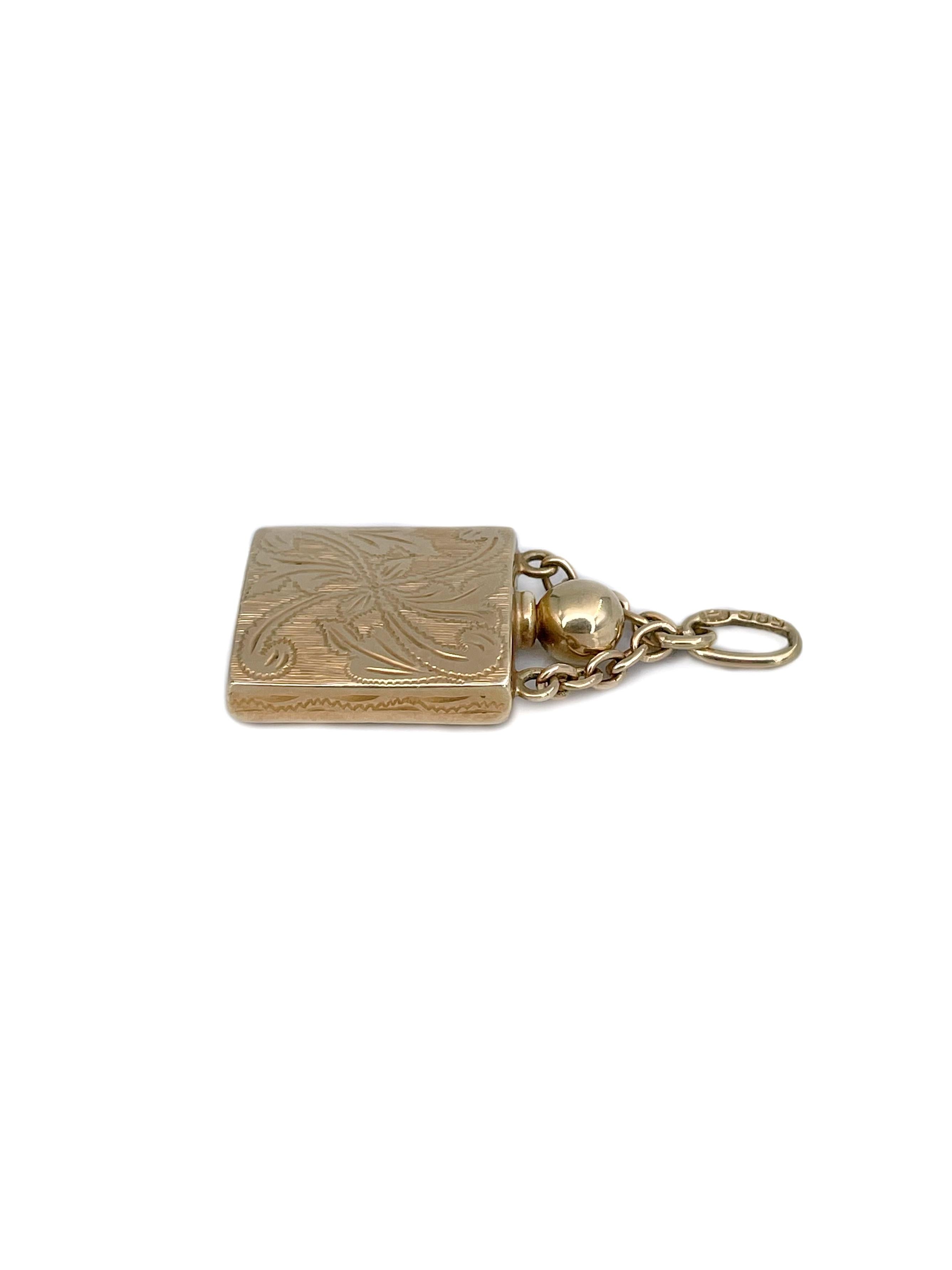 da uomo o donna Ciondolo Charm floreale Chatelaine d'epoca in oro giallo 14 carati in vendita
