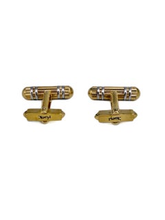 Boutons de manchette vintage Yves Saint Laurent (YSL) des années 1990, couleur or, texturés, à barrette en T