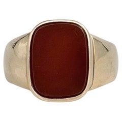 Vintage 14 Karat Gold Carnelian Rectangle Signet Ring