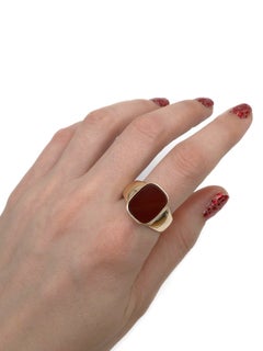 Vintage 14 Karat Gold Carnelian Rectangle Signet Ring