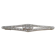 Art Deco 14 Karat Gold Old Cut Diamond Geometric Bar Brooch