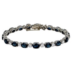 Vintage 18 Karat Gold 11.50 Carat VS Sapphire 1.80 Carat Diamond Tennis Bracelet