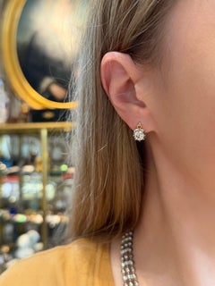 Edwardian 18 Karat Gold ~1.80 Carat Old Mine Cut Diamond Lever-Back Earrings