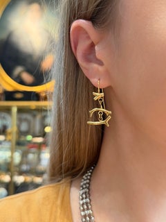 Modern 18 Karat Gold Coral Branch Shape Dangle Earrings