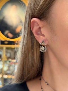 Victorian 18 Karat Gold Rose Cut Diamond Drop Stud Earrings