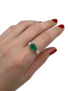 Vintage 18 Karat Gold 1.97 Carat VS-SI Emerald 0.75 Carat SI Diamond Ring