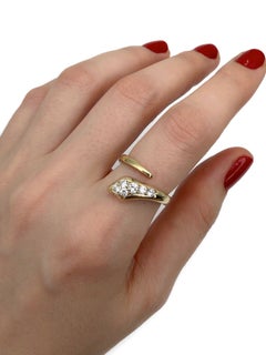 Vintage 14 Karat Gold Round Brilliant Cut Diamond Snake Ring