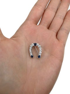 Vintage 18 Karat Gold Diamond Sapphire Horseshoe Small Pin Brooch