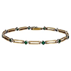 Bracciale vintage in oro giallo 18 carati con maglie a forma di smeraldo taglio quadrato, per un totale di 1,25 carati