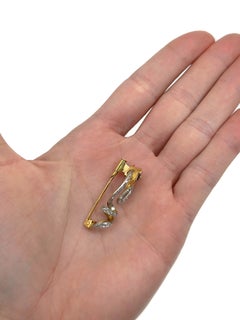 Victorian 18 Karat Gold Sapphire Rose Cut Diamond Snake Pin Brooch