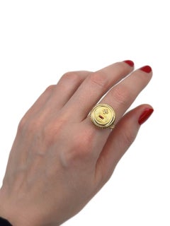 A. Augis 18 Karat Gold Ruby Diamond “Plus Qu'hier” Love Token Ring
