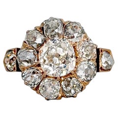 Bague victorienne en or 18 carats sertie d'un groupe de diamants taille « Old Mine »