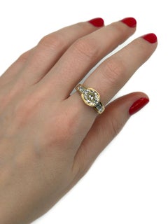 Certified Vintage 18 Karat Gold 2.46 Carat VS2 Central Diamond Engagement Ring