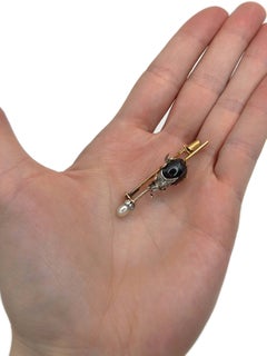 Victorian 18 Karat Gold Rose Cut Diamond Garnet Pearl Beetle Insect Pin Brooch