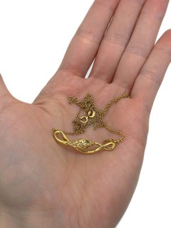 Vintage 18 Karat Gold Emerald Diamond Snake Pendant Collier Necklace
