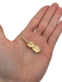 Vintage-Brosche in Cello-Form aus 18-Karat-Gold mit Diamanten