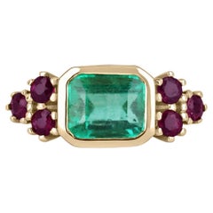 2.82tcw 18K Emerald & Red Ruby Gold Ring
