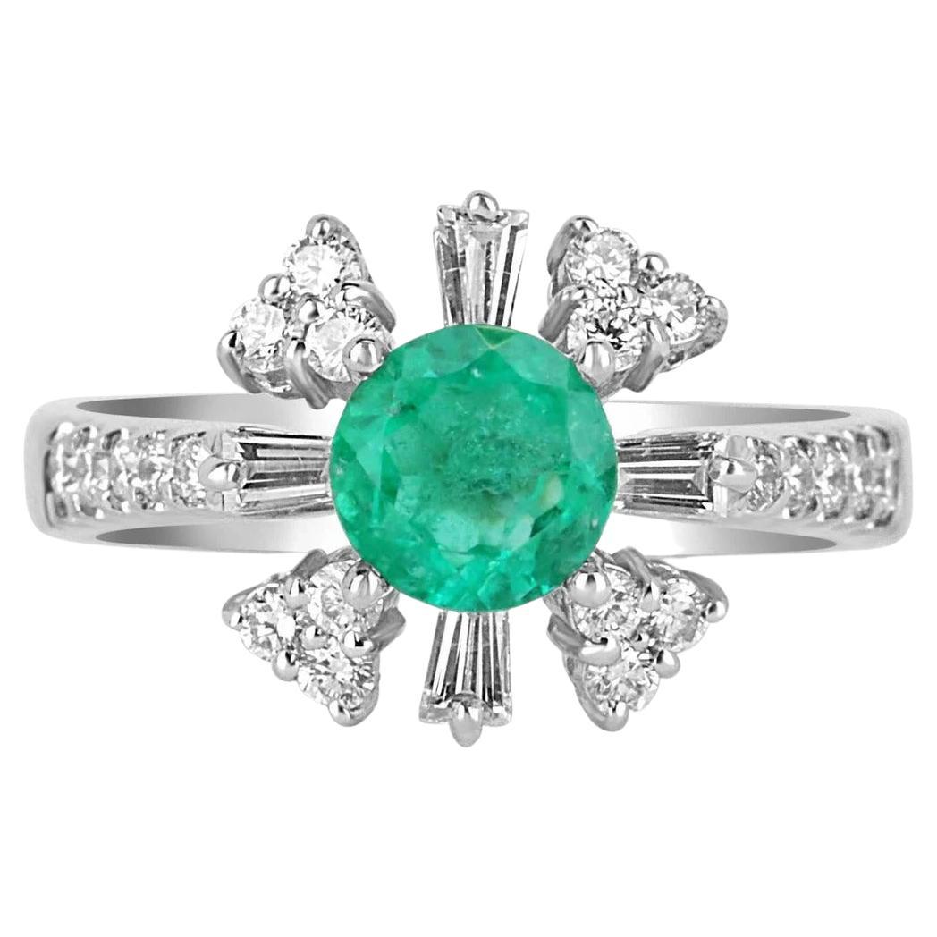 1.50tcw 18K Colombian Emerald & Diamond Statement Cocktail Ring For Sale
