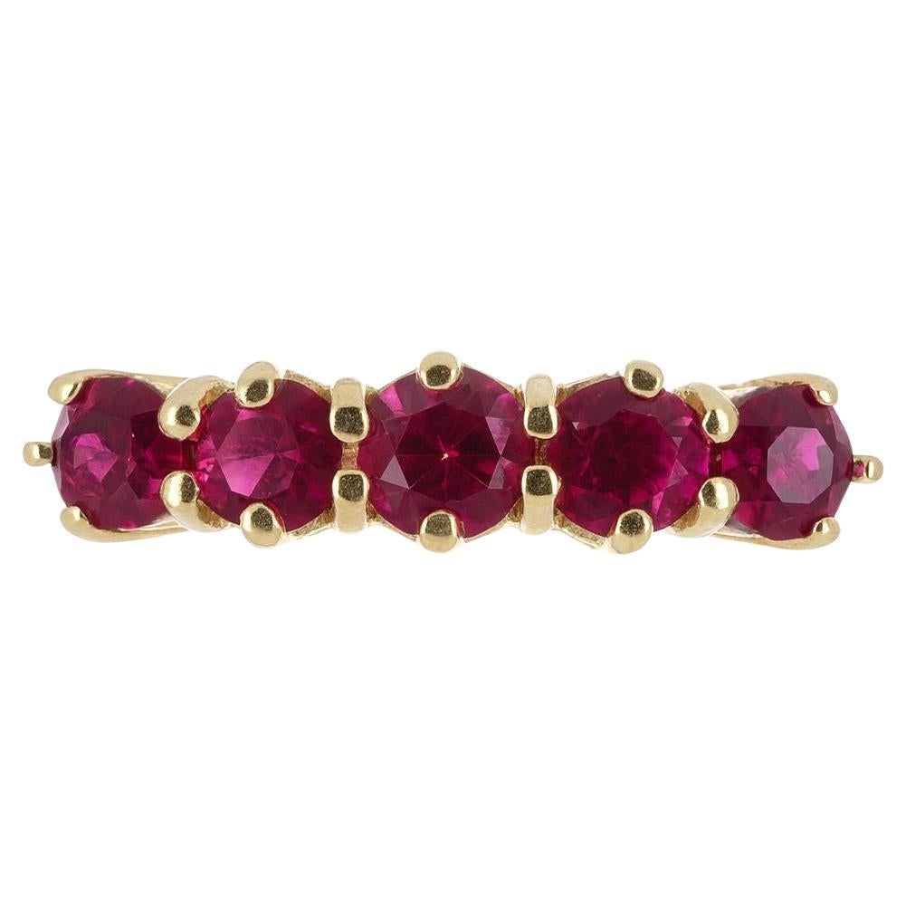 Fascia nuziale in oro giallo 0,75tcw AAA+ con rubellite, anello di anniversario di alta moda