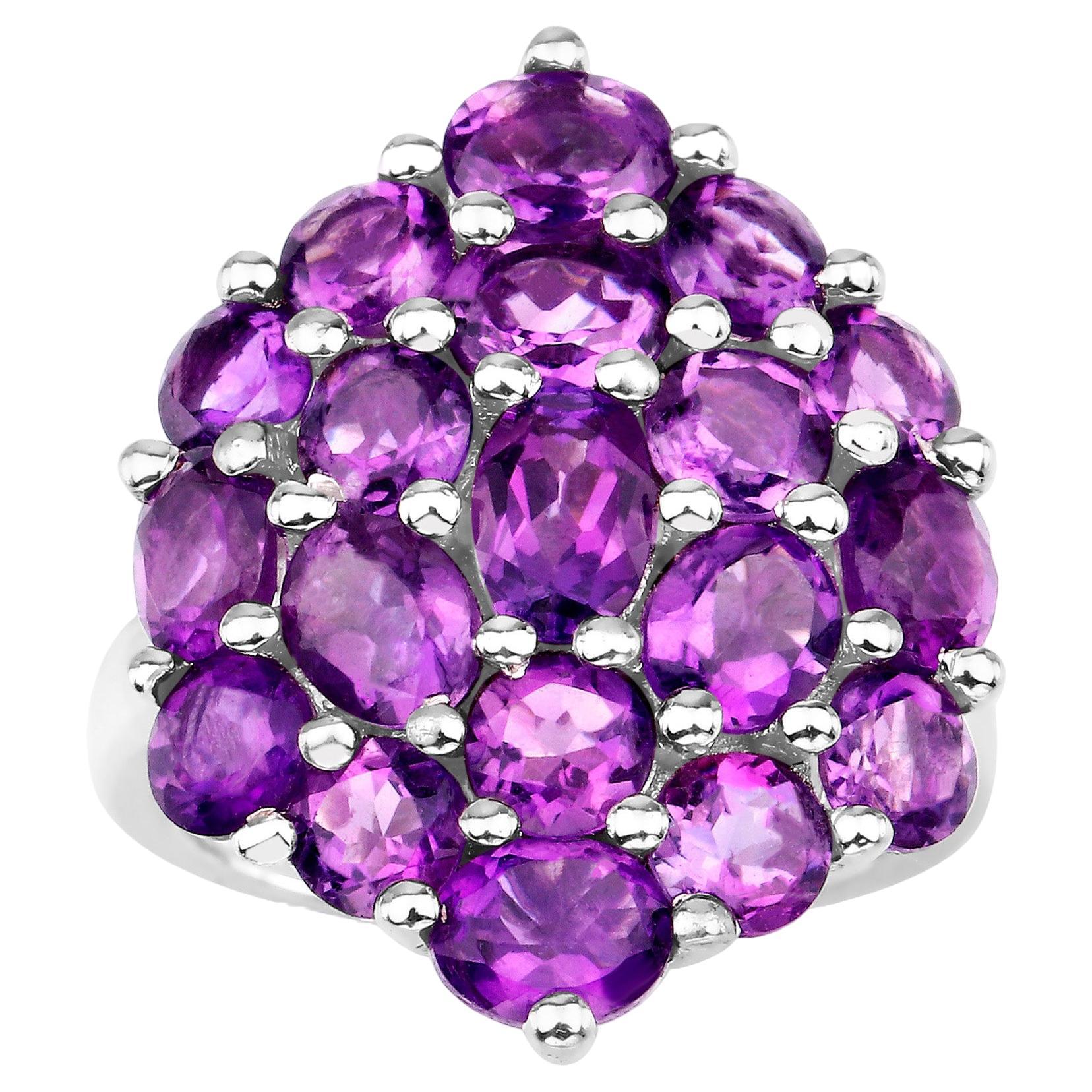 Stunning 5.50 Carats Natural Amethyst Cocktail Ring Sterling Silver