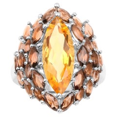 Marquise Cut Cocktail Ring Citrine and Smoky Quartz 6.20 Carats