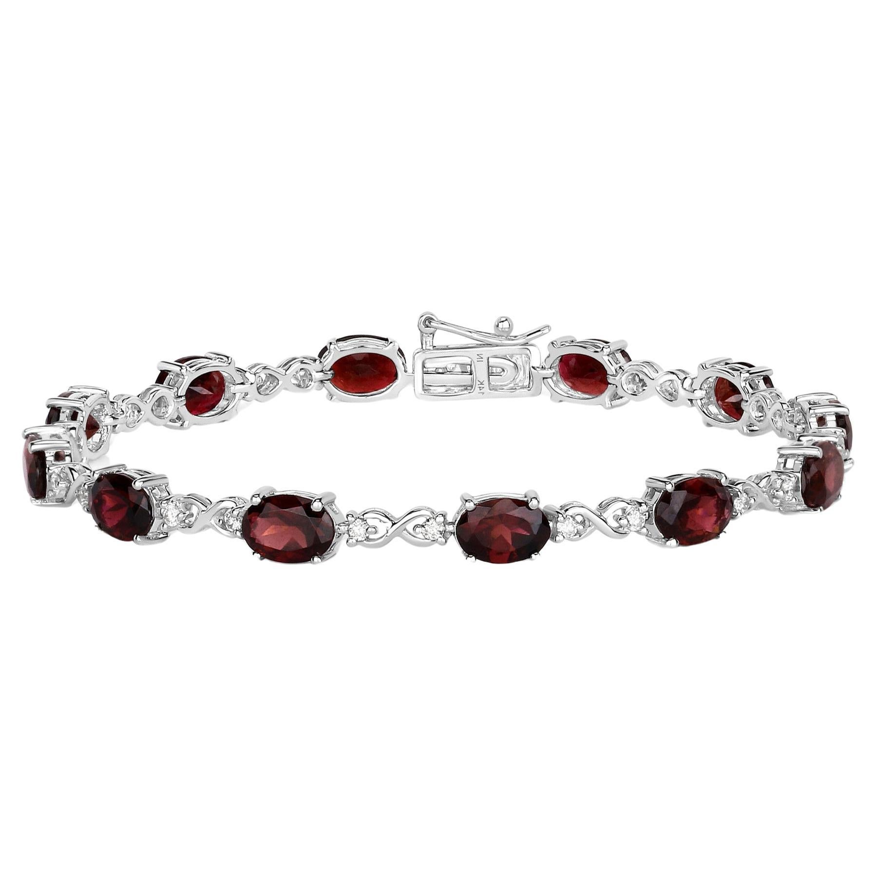 Importante bracciale tennis con tormalina rosa e diamanti 8,25 carati in oro bianco 14 carati in vendita