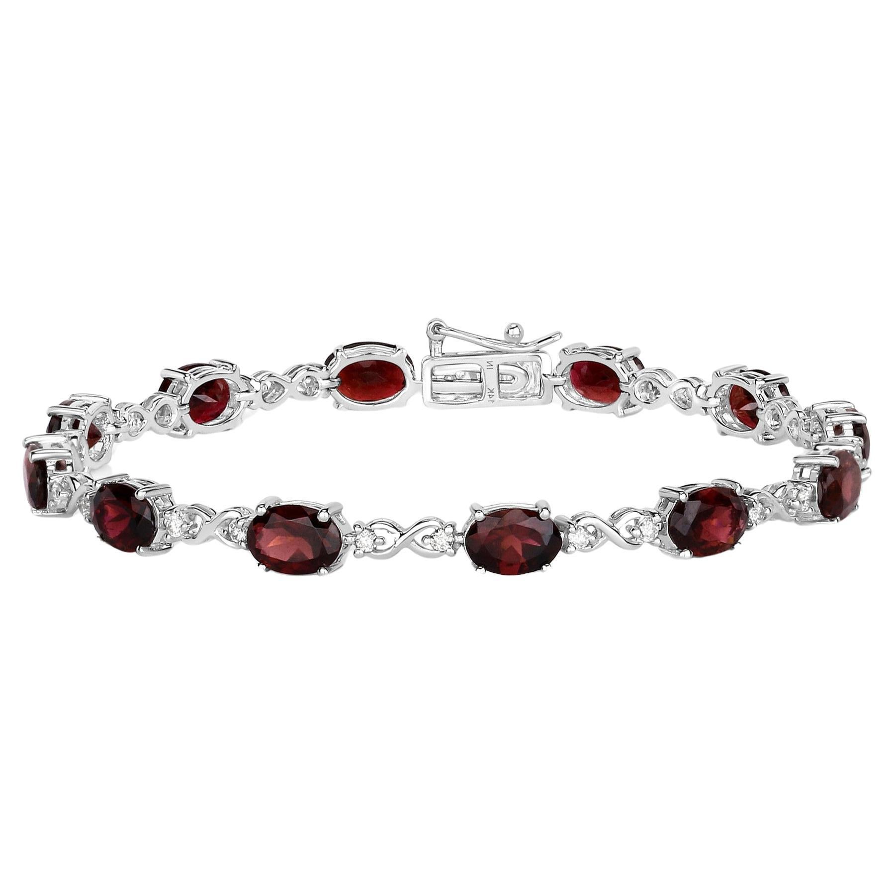 Important Pink Tourmaline and Diamond Tennis Bracelet 8.25 Carats 14k White Gold