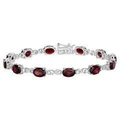 Important bracelet tennis en or blanc 14 carats avec tourmaline rose et diamants de 8,25 carats