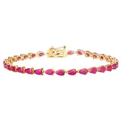 Natural Ruby Tennis Bracelet 7.75 Carats 14k Yellow Gold