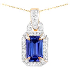 Collier en or jaune 14 carats avec tanzanite et diamants de 2,09 carats