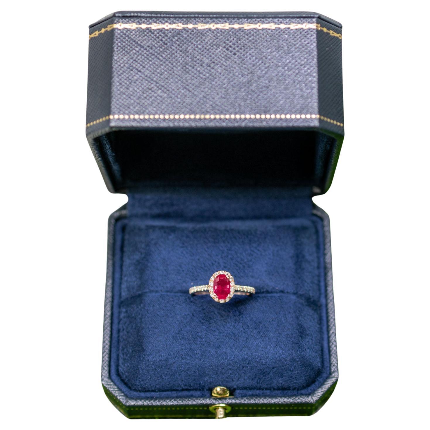 GIA Certified 1.10 Carat Natural Unheated Ruby Ring Set with Diamonds