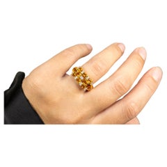 Citrine Cluster Ring White Topaz 2.5 Carats 14K Yellow Gold Plated Silver