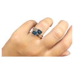 London Blue Topaz Bypass Ring 2.44 Carats