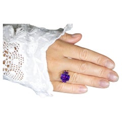 Anillo de tres piedras de amatista 4,65 quilates