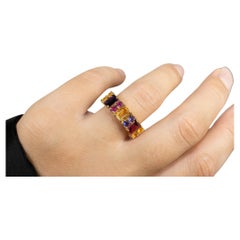 Mehrfarbiger Edelsteine Ring Citrin Rhodolith Iolith 2,71 Karat 14K vergoldet