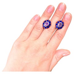 Boucles d'oreilles en améthyste naturelle à fleurs émaillées 2,3 carats