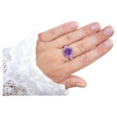 Amethyst Cocktail Ring Rhodolite Setting 5 Carats