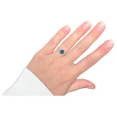 London Blue Topaz Ring With Diamonds 1.05 Carats 14K White Gold