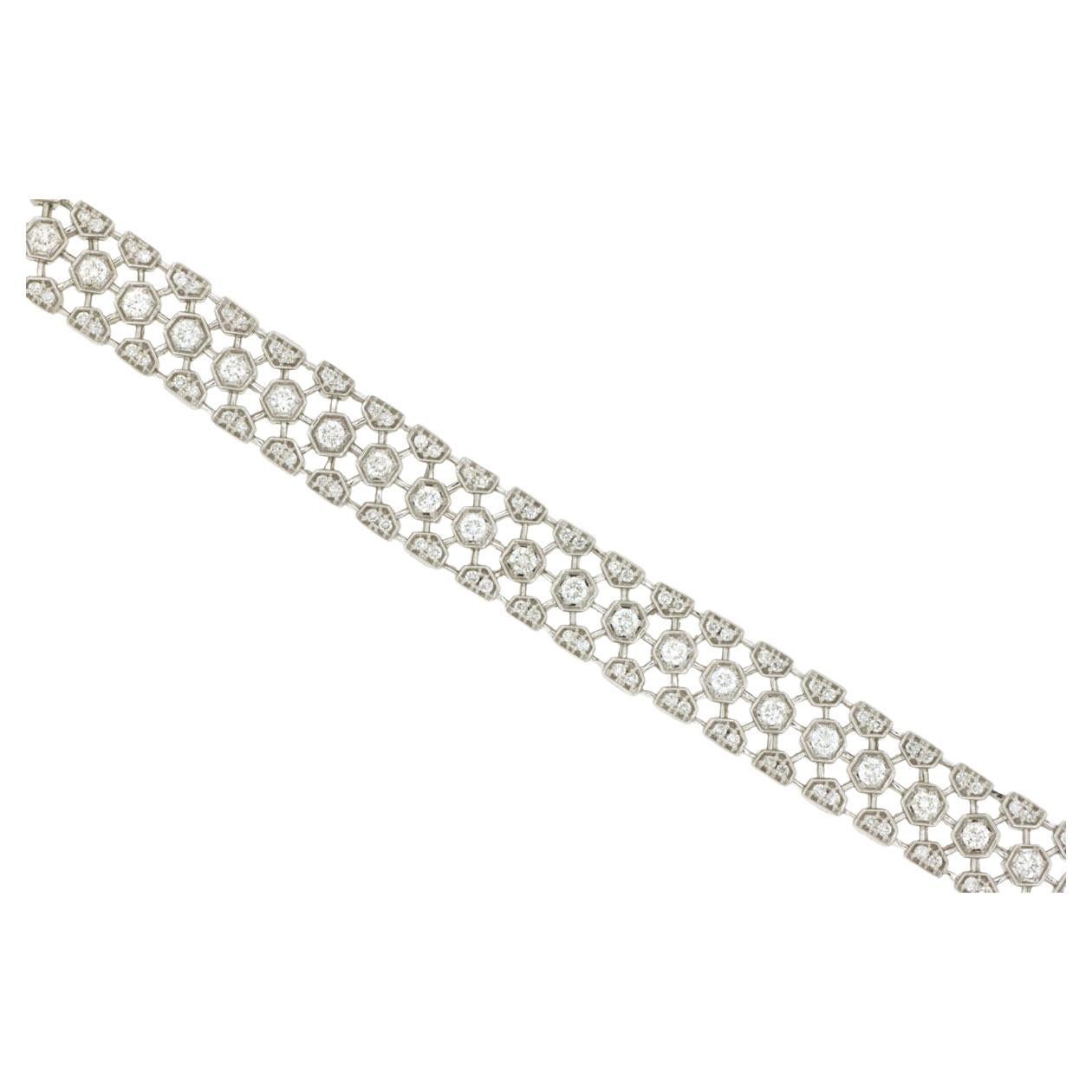 Bracciale con diamanti a tre file da 1,9 carati totali