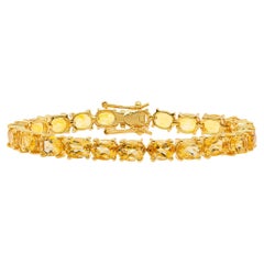 Bracciale Tennis Citrino Naturale 22 Carati Placcato Oro Giallo 24K A. Silver