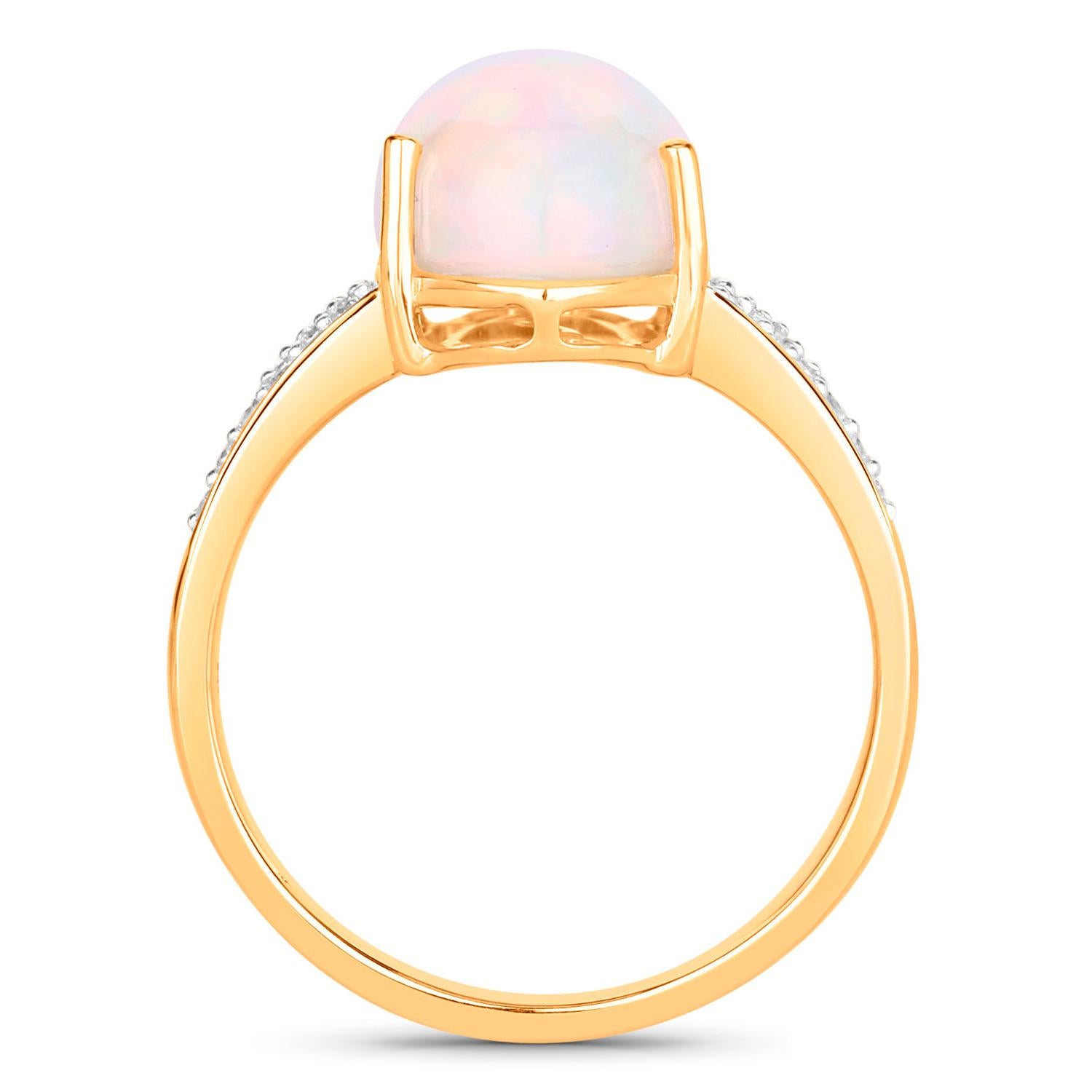 Il est accompagné d'une évaluation gemmologique par la GIA (GG/AJP).
Toutes les pierres précieuses sont naturelles.
Opale éthiopienne = 4.77 carats
20 diamants blancs = 0,17 carats
Métal : Or jaune 14K
Taille de l'anneau : 7 US
Le redimensionnement