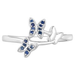 Blue Sapphire Ring 0.12 Carats Sterling Silver