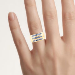 Anello con zaffiro blu da 1.04 carati, argento placcato oro