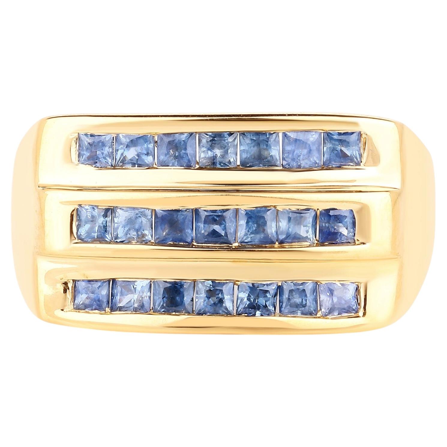 Anillo de zafiro azul de 1.04 quilates, plata chapada en oro en venta