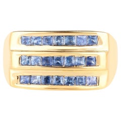 Blue Sapphire Ring 1.04 Carats Gold Plated Silver
